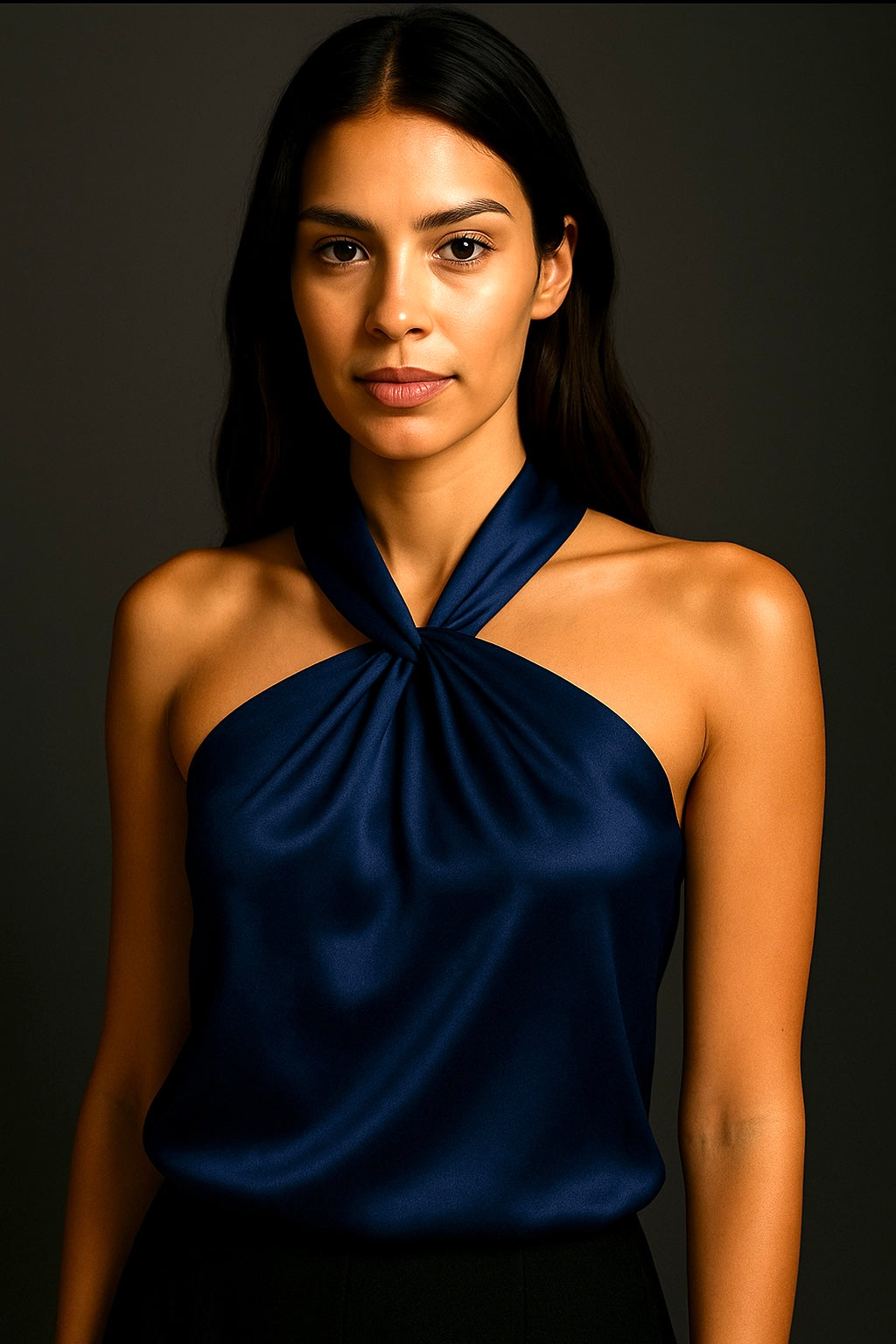 SATIN HALTER NECK TOP