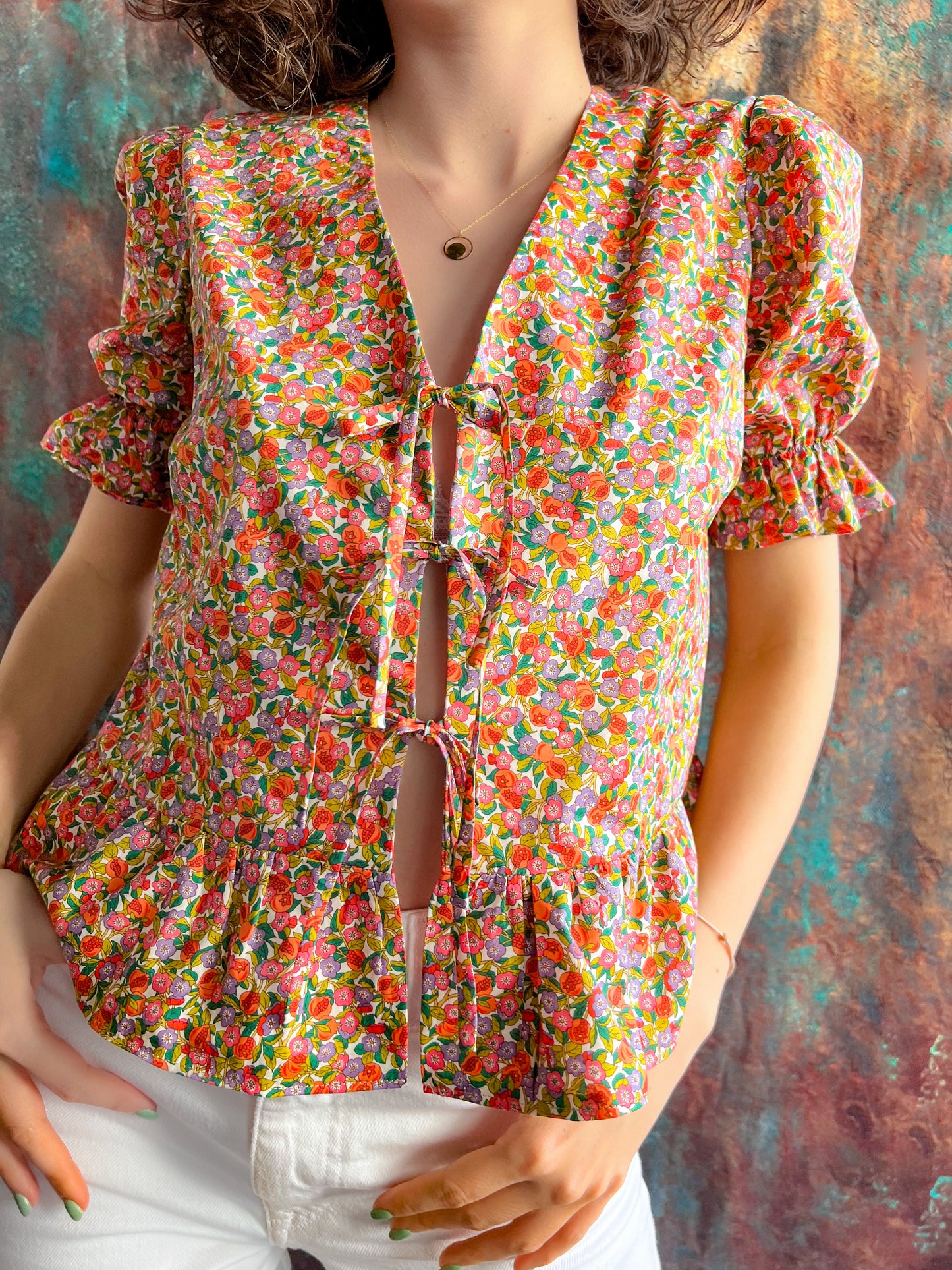 LIBERTY PRINT TIE TOP