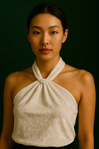 VELVET HALTER NECK TOP