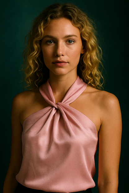 SATIN HALTER NECK TOP