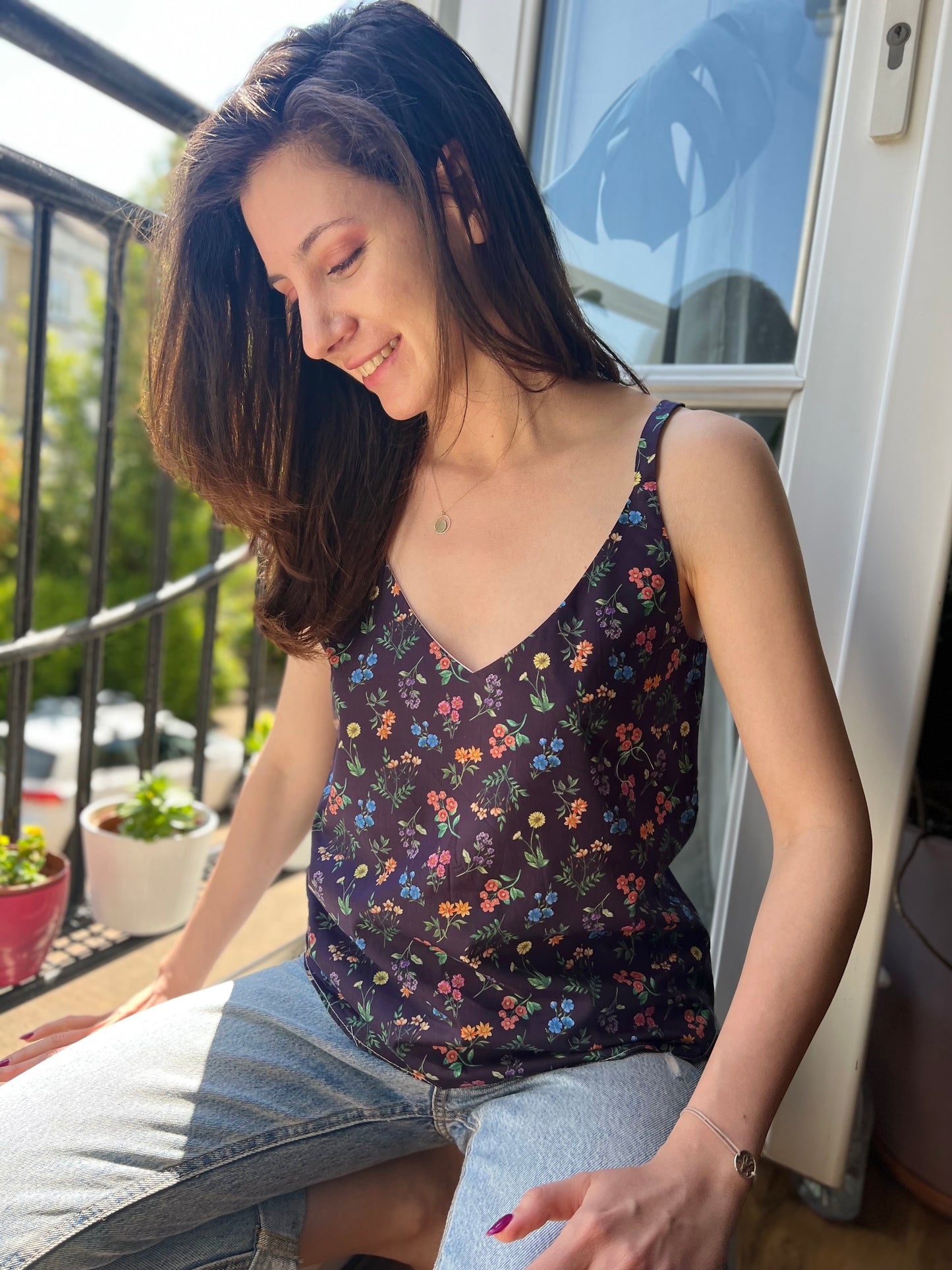 LIBERTY PRINT V-NECK CAMI TOP