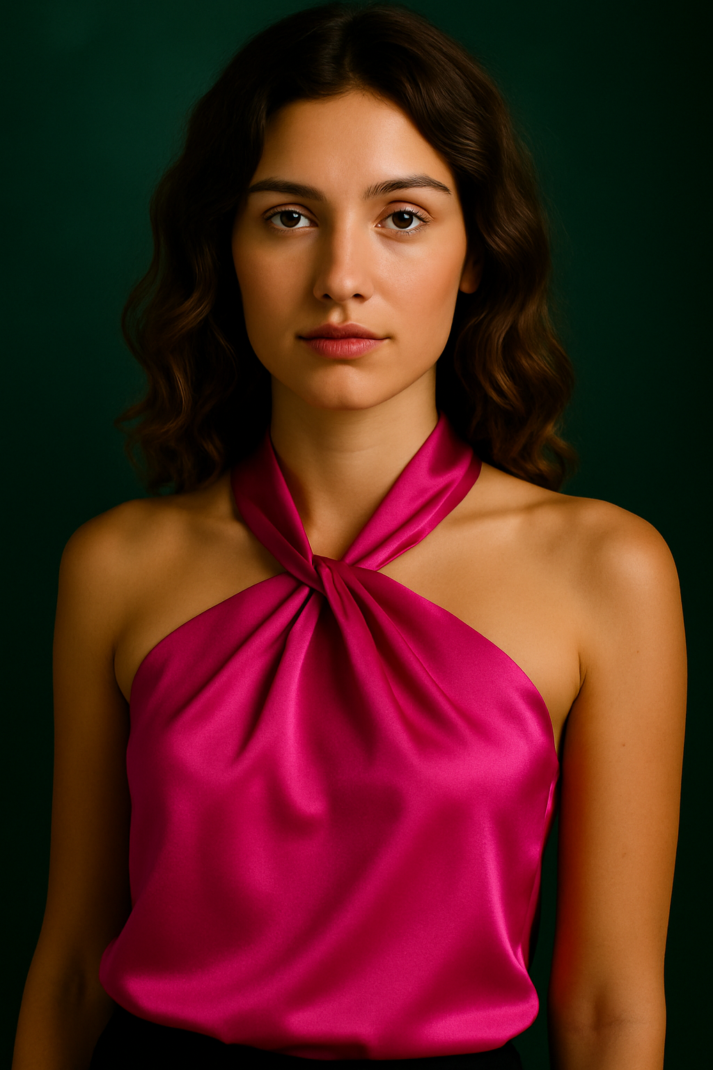 SATIN HALTER NECK TOP