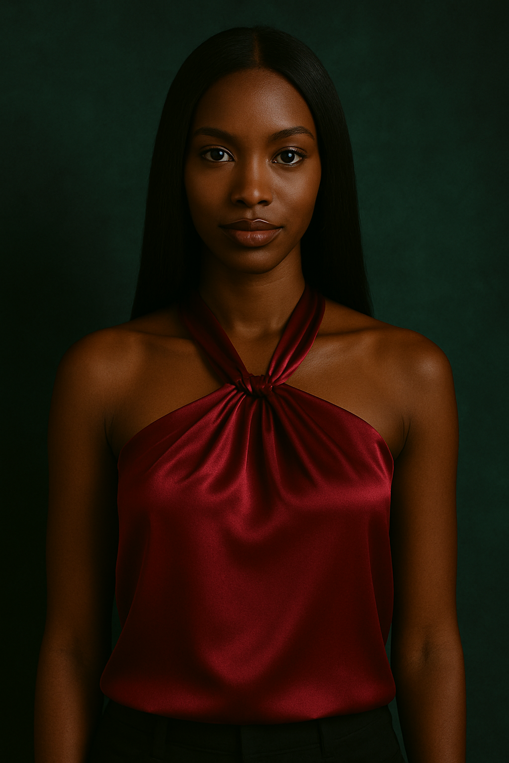 SATIN HALTER NECK TOP