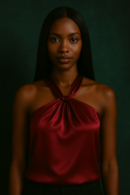 SATIN HALTER NECK TOP