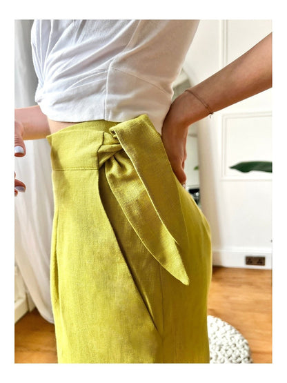 WIDE-LEG LINEN TROUSERS