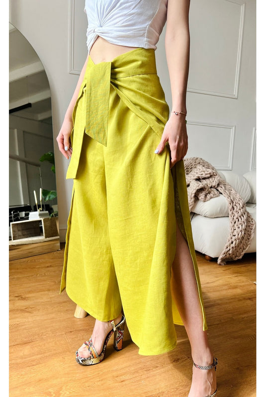 WRAP LINEN TROUSERS