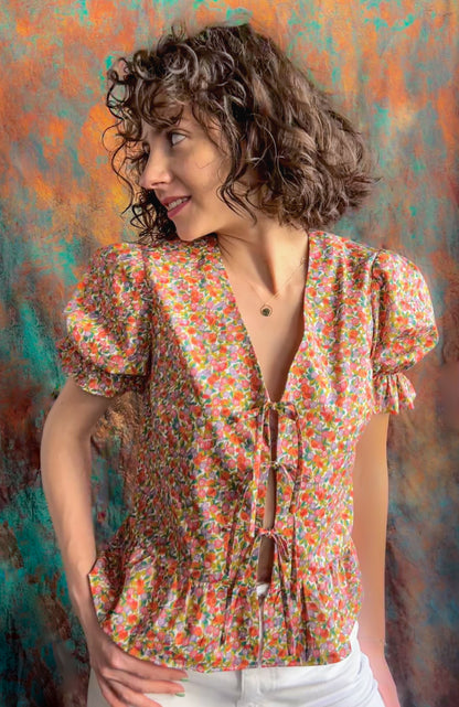 LIBERTY PRINT TIE TOP