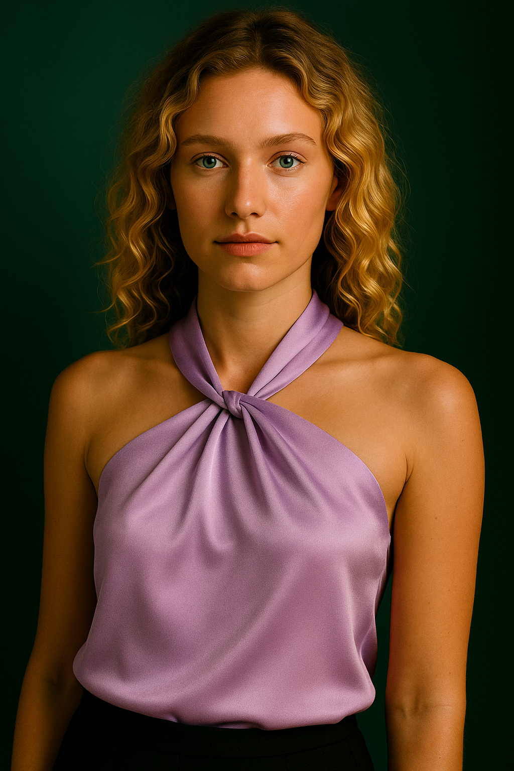 SATIN HALTER NECK TOP