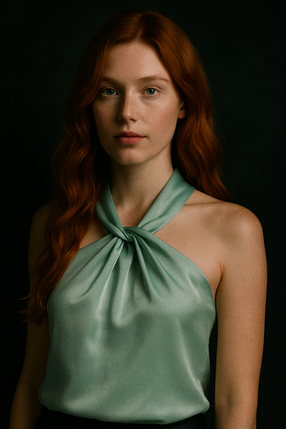 SATIN HALTER NECK TOP