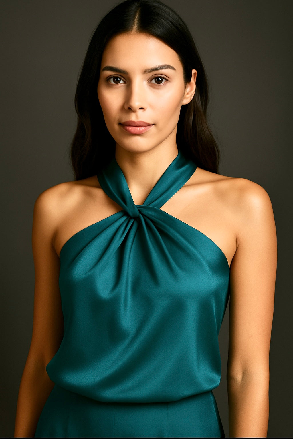 SATIN HALTER NECK TOP