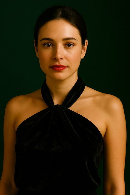 VELVET HALTER NECK TOP