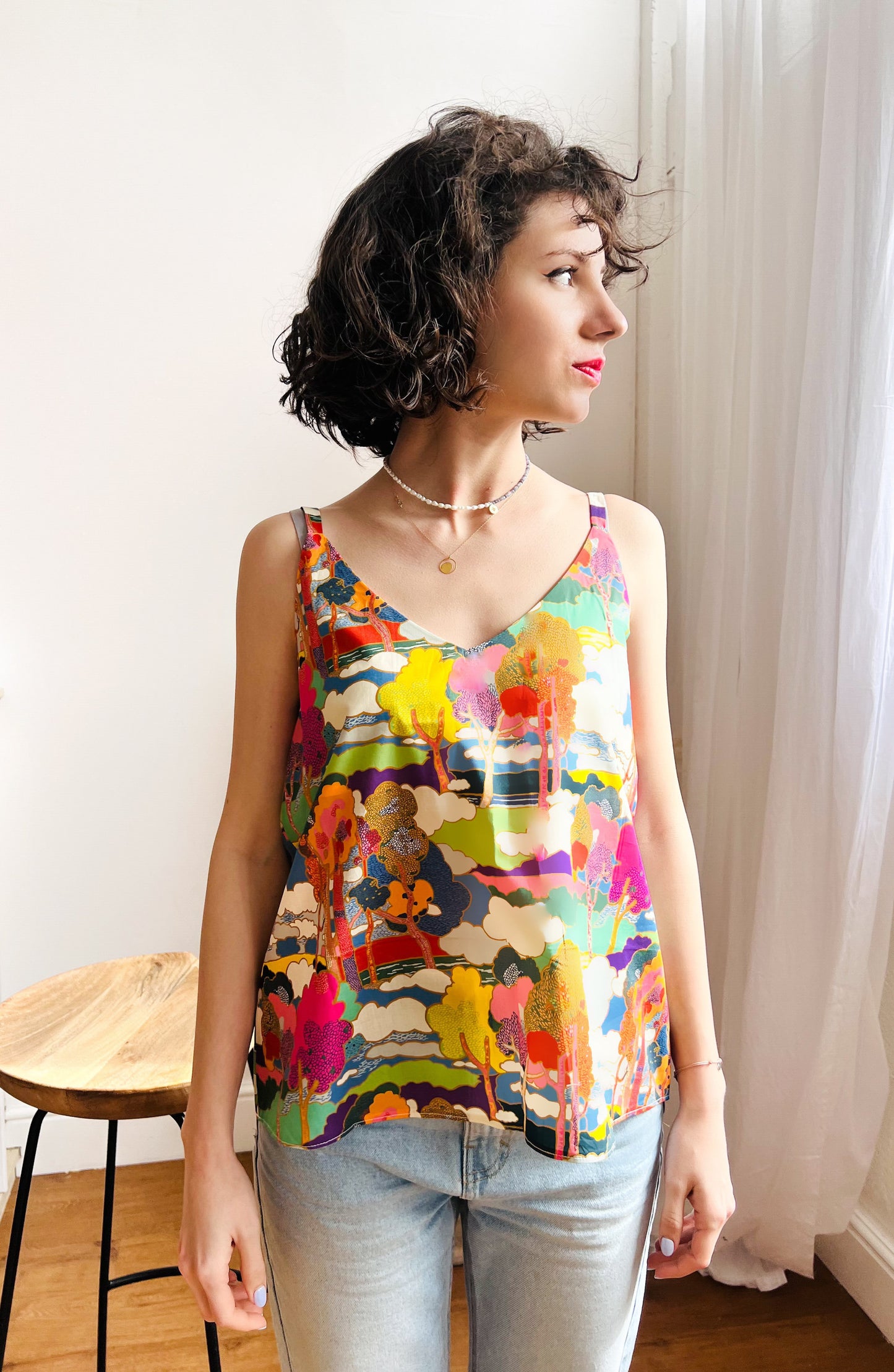 LIBERTY PRINT V-NECK CAMI TOP