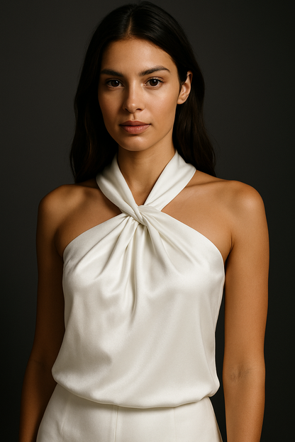 SATIN HALTER NECK TOP