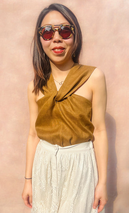 LINEN HALTER NECK TOP