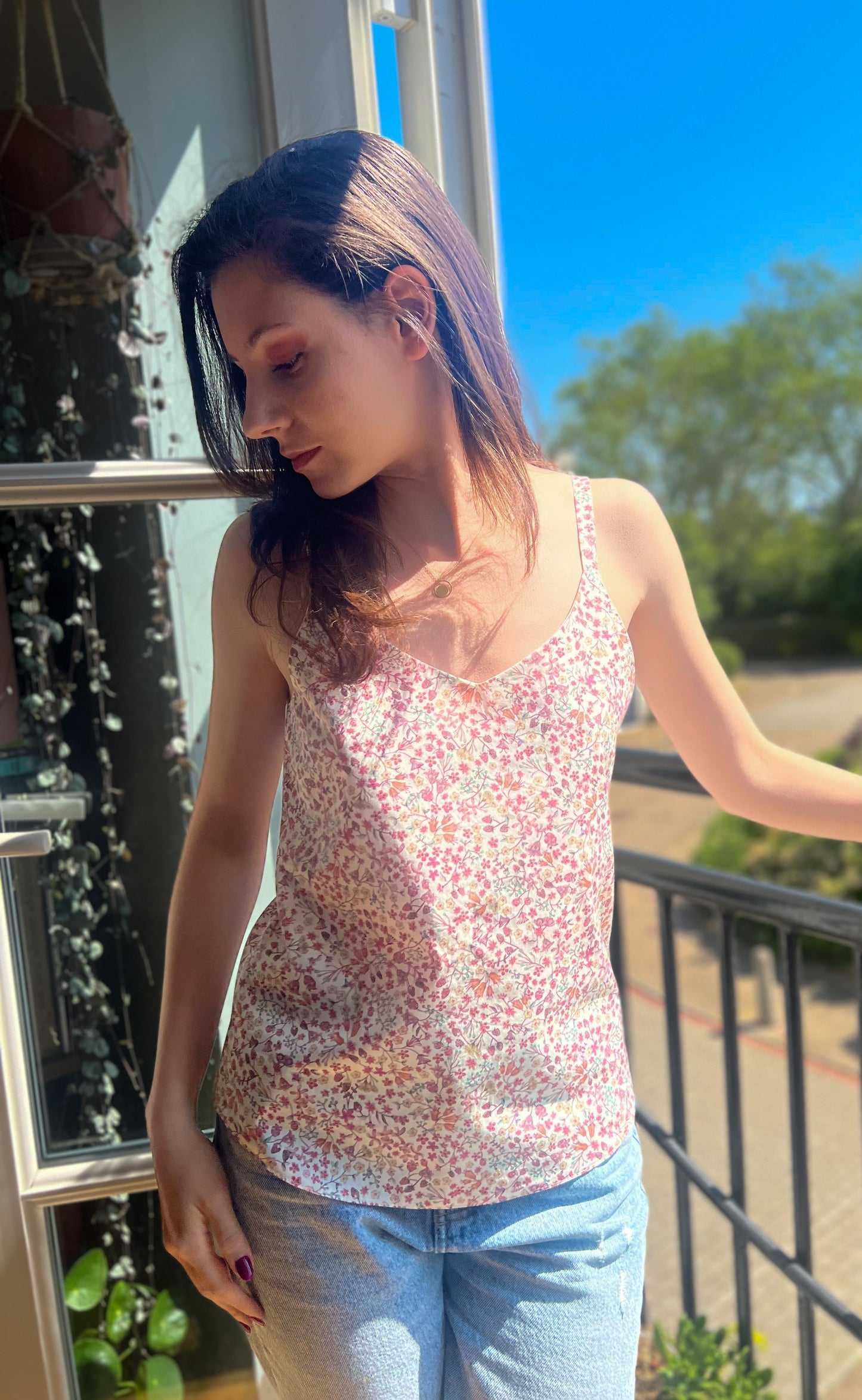 LIBERTY PRINT V-NECK CAMI TOP