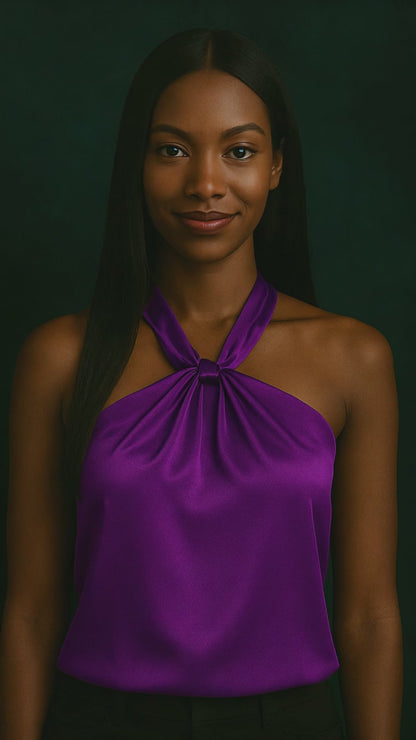 SATIN HALTER NECK TOP